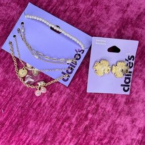 Claire's Gold and Silver Floral Earrings Set
